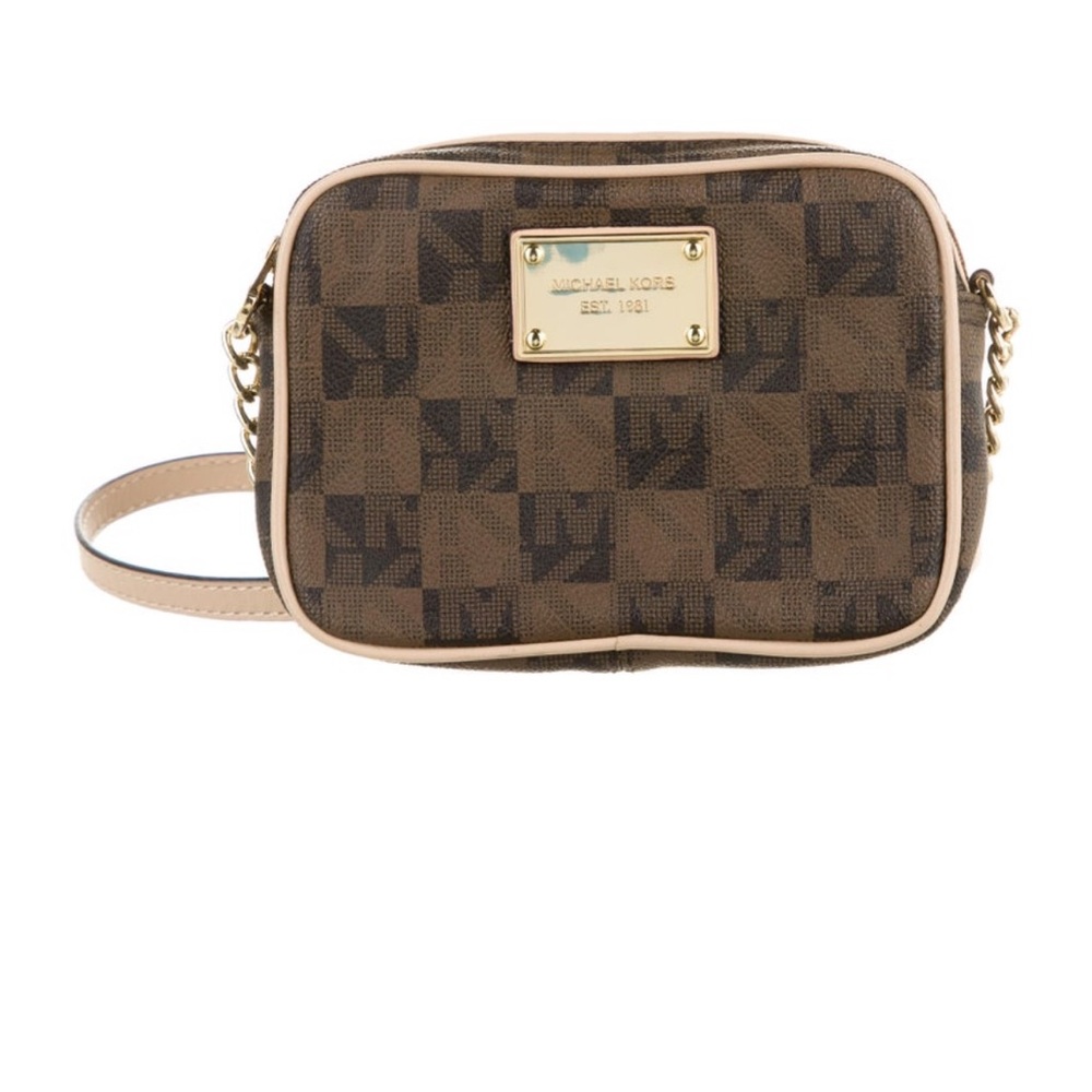 Michael Kors Checkered Brown Crossbody Bag